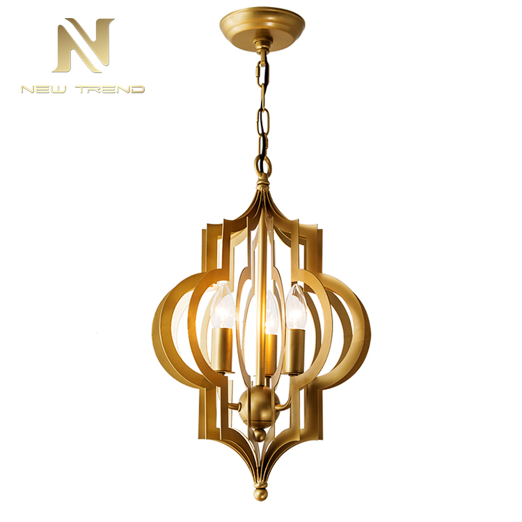 Wholesale residential decoration lighting iron frame antique brass led chandelier PAL80565