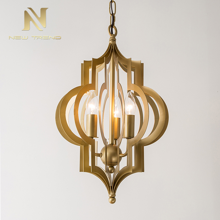 Wholesale residential decoration lighting iron frame antique brass led chandelier PAL80565