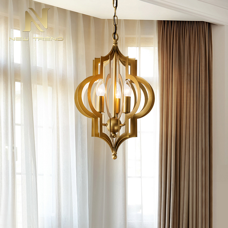 Wholesale residential decoration lighting iron frame antique brass led chandelier PAL80565