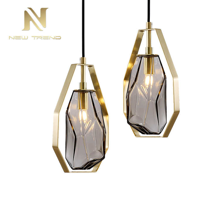 Simple style residential lighting copper frame glass bead modern led pendant light PC83029