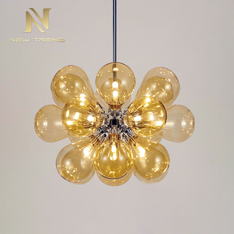 Modern design indoor decoration white blue pink amber flower led pendant lamp PMY80196