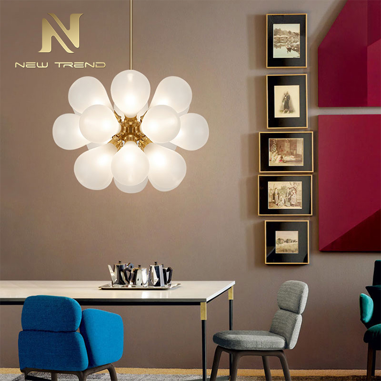 Modern design indoor decoration white blue pink amber flower led pendant lamp PMY80196