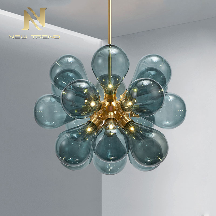 Modern design indoor decoration white blue pink amber flower led pendant lamp PMY80196