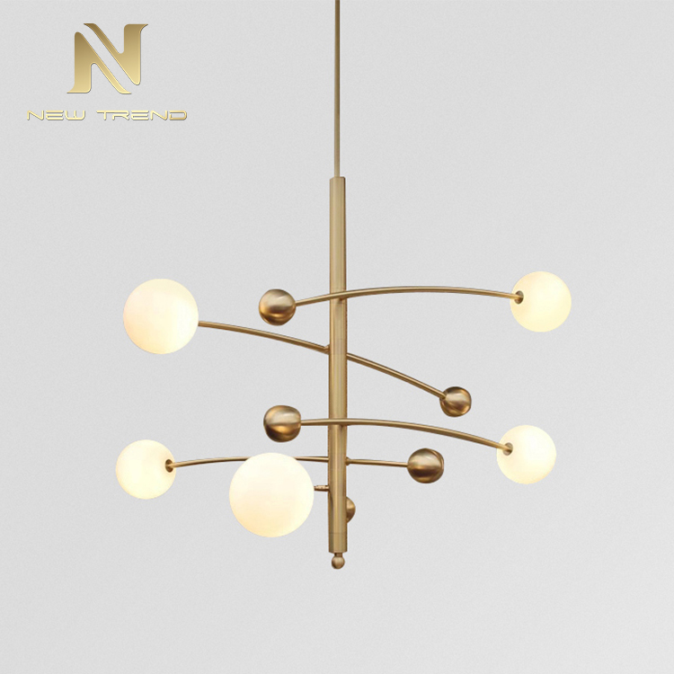 indoor lighting for living room dinning room iron frame glass modern led chandelier PXQ86032