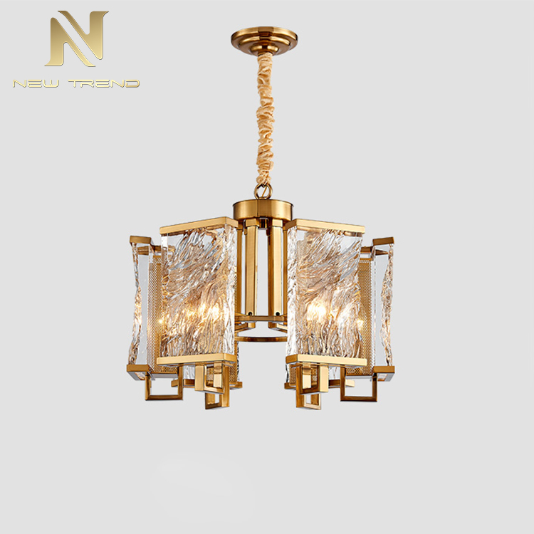 High Quality Antique Style Indoor Decoration Chandelier Iron Frame Crystal Led Pendant Light DMU8002