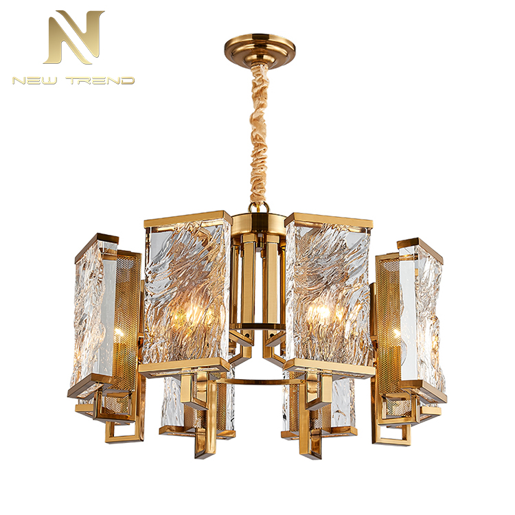 High Quality Antique Style Indoor Decoration Chandelier Iron Frame Crystal Led Pendant Light DMU8002