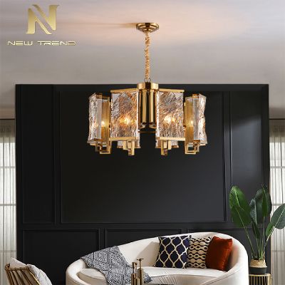 High Quality Antique Style Indoor Decoration Chandelier Iron Frame Crystal Led Pendant Light DMU8002