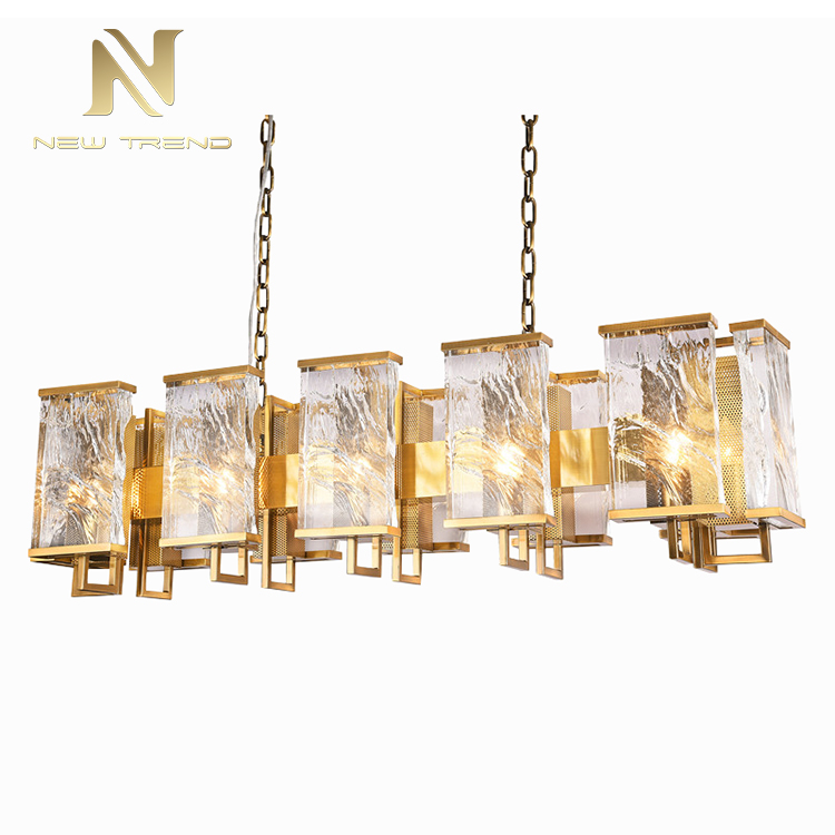 High Quality Antique Style Indoor Decoration Chandelier Iron Frame Crystal Led Pendant Light DMU8002