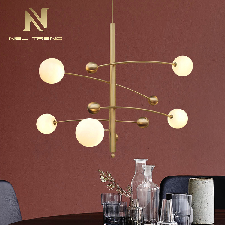 indoor lighting for living room dinning room iron frame glass modern led chandelier PXQ86032