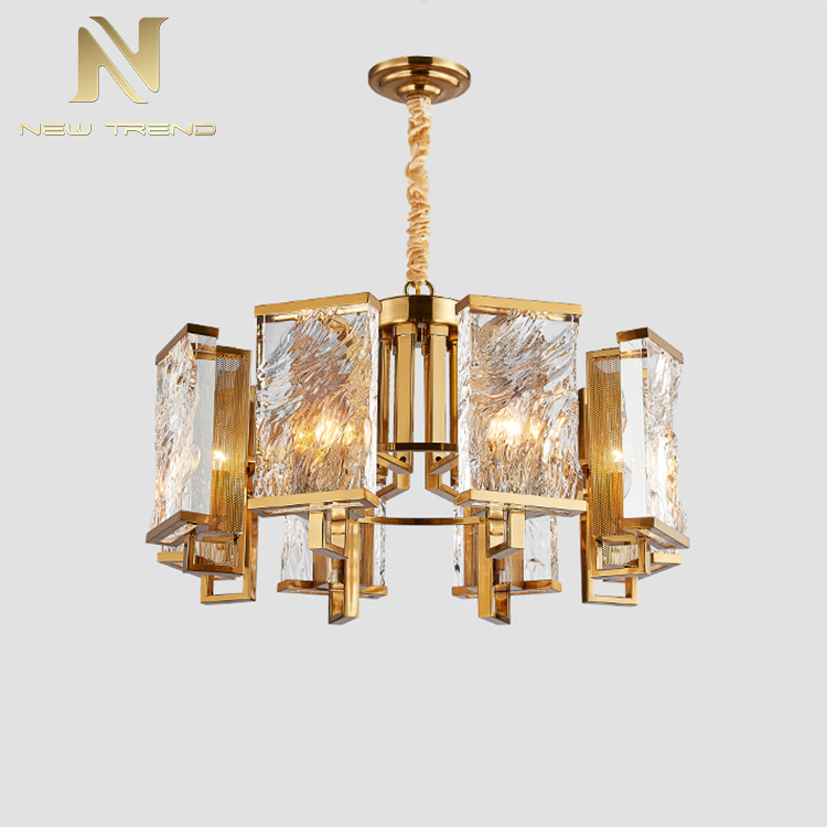 High Quality Antique Style Indoor Decoration Chandelier Iron Frame Crystal Led Pendant Light DMU8002