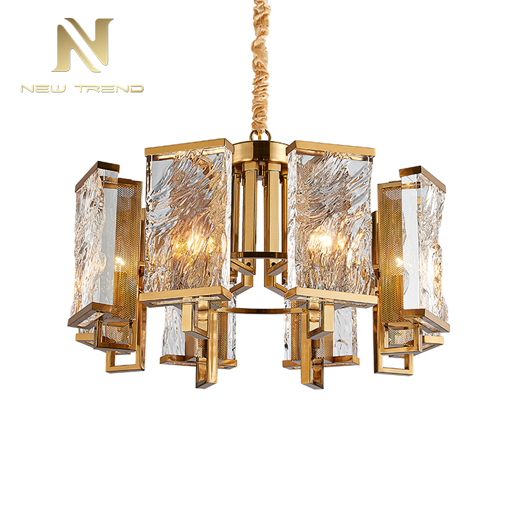 High Quality Antique Style Indoor Decoration Chandelier Iron Frame Crystal Led Pendant Light DMU8002