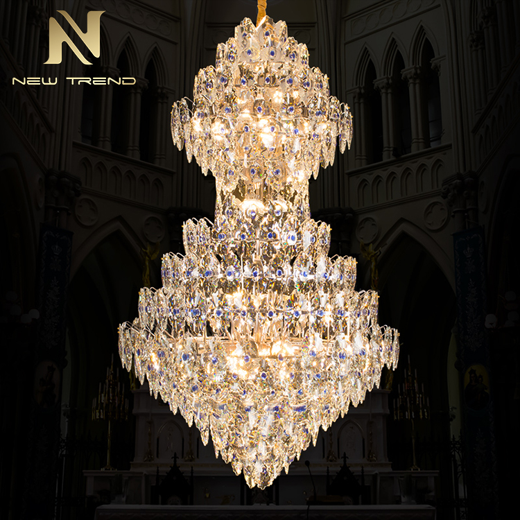 Custom Gaint Project Luxury Style Restaurant Lobby Steel Crystal Chandelier CPL-48