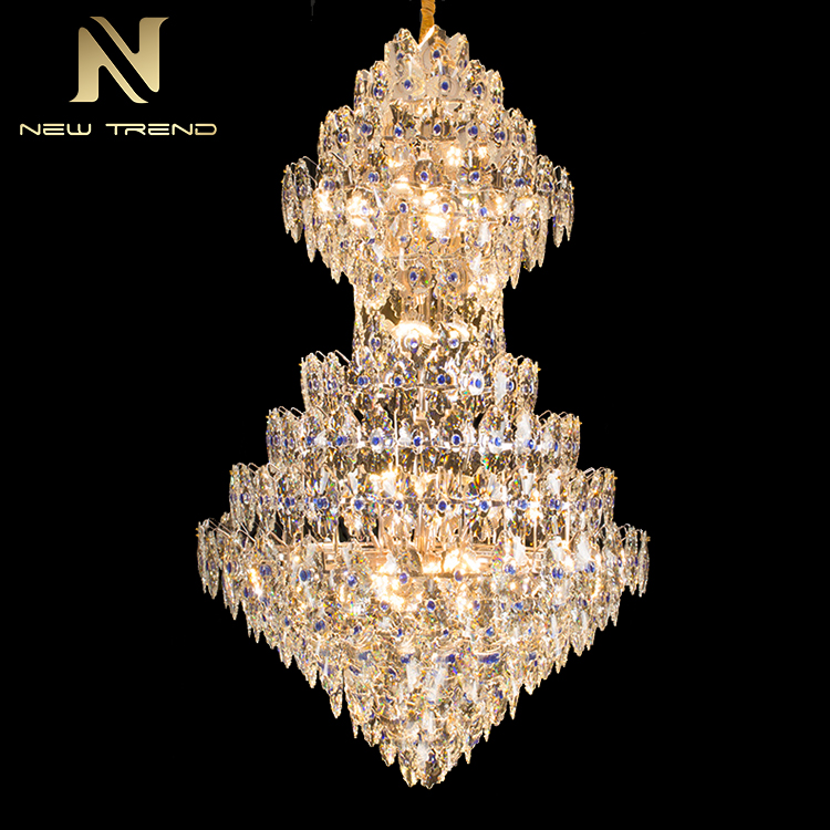 Custom Gaint Project Luxury Style Restaurant Lobby Steel Crystal Chandelier CPL-48