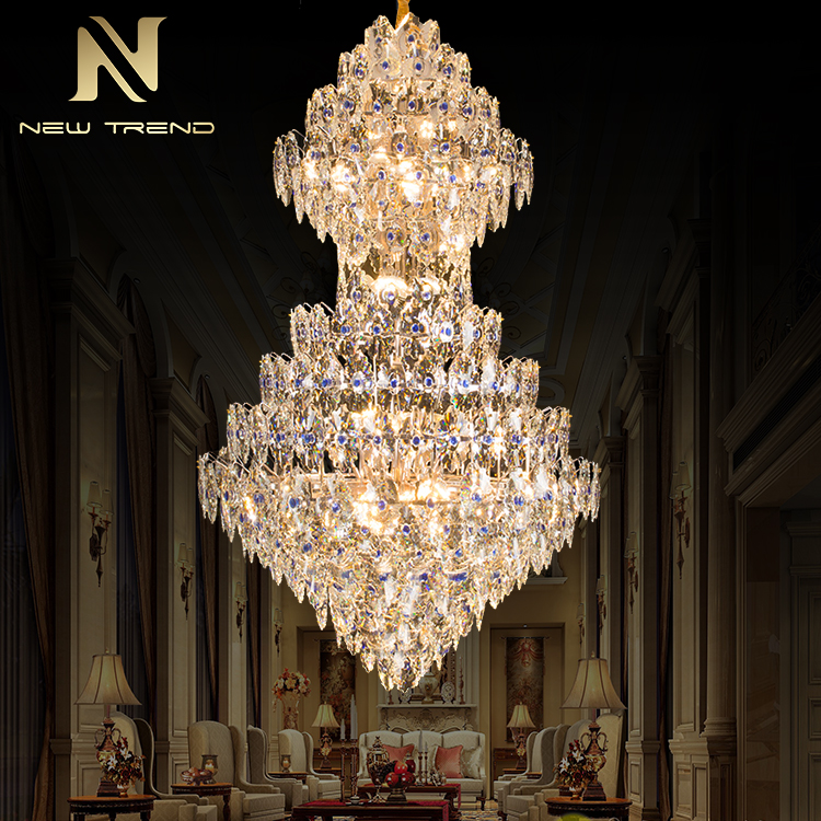 Custom Gaint Project Luxury Style Restaurant Lobby Steel Crystal Chandelier CPL-48