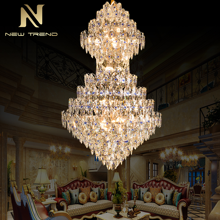 Custom Gaint Project Luxury Style Restaurant Lobby Steel Crystal Chandelier CPL-48