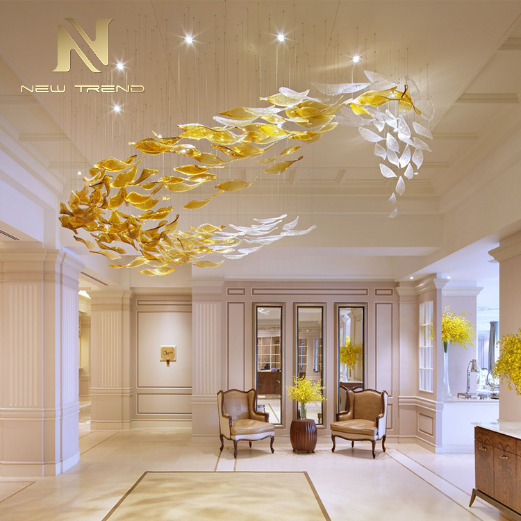 High Quality Custom Project Mall Hotel Lobby Large Glass Modern Chandelier Light CPL-63