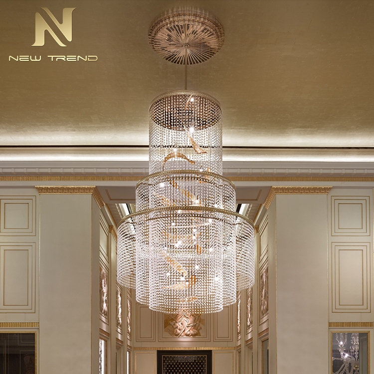 Custom compound building crystal chandelier hotel lobby lamp large empty project light CPL-72