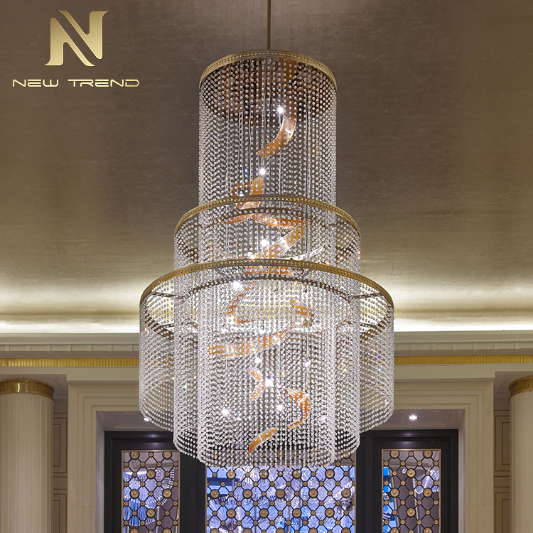 Custom compound building crystal chandelier hotel lobby lamp large empty project light CPL-72