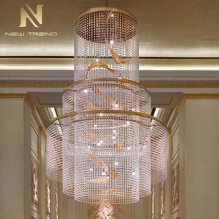 Custom compound building crystal chandelier hotel lobby lamp large empty project light CPL-72