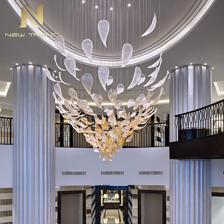 Customized hotel lobby glass maple leaf chandelier Sales Department sand table Club Villa CPL-85