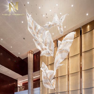 Project custom chandelier Mall Hotel Club custom lamp lobby villa staircase leaf crystal CPL-88