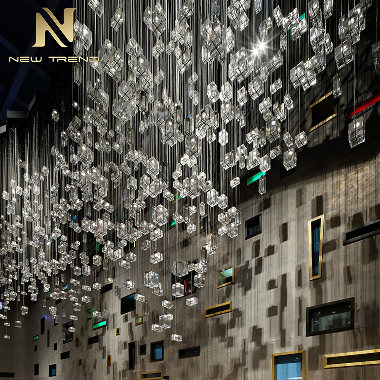 Non standard project customized creative color ice glass sales department chandelier mall CPL-90