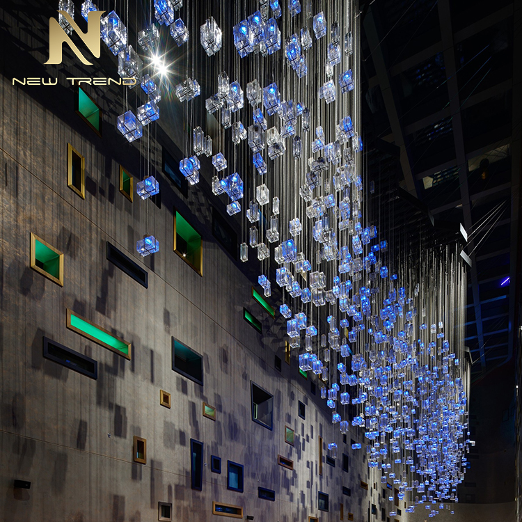 Non standard project customized creative color ice glass sales department chandelier mall CPL-90