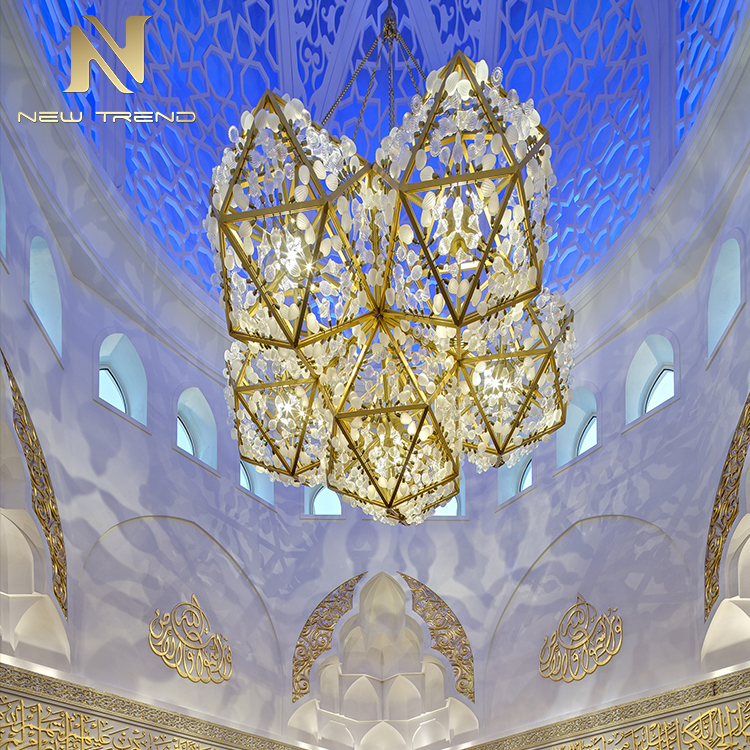 Middle East Modern Engineering custom led glass chandelier Restaurant Hotel shopping mall CPL-96