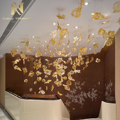 KTV Club chandelier villa model room air hanging glass maple leaf ceiling art engineering CPL-102