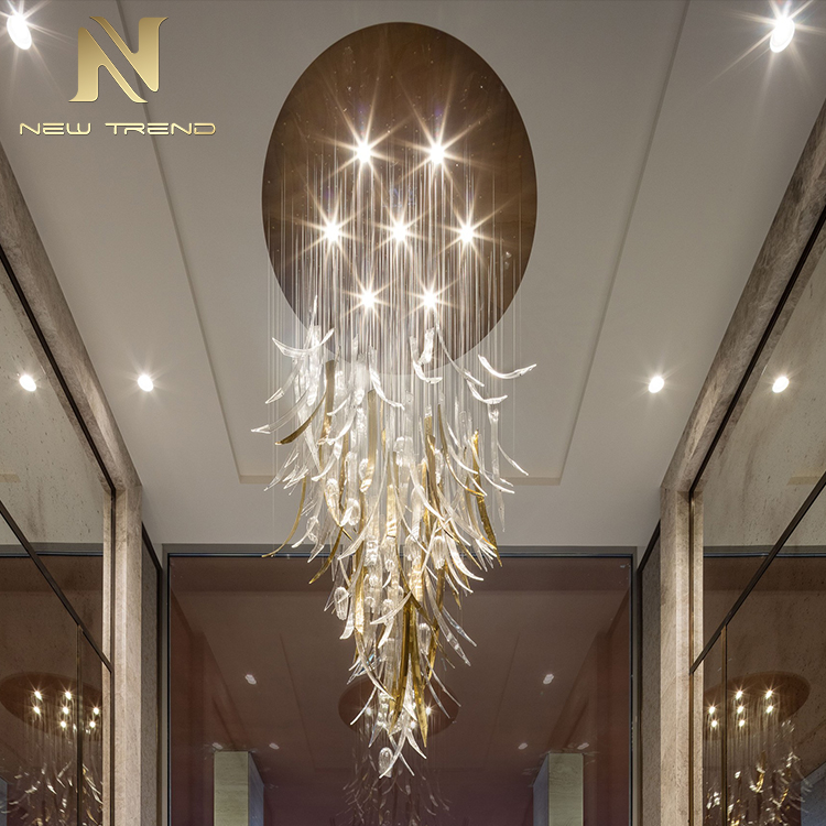 Hotel lobbychandelier banquet hall villa staircase glass lighting custom engineering lamp CPL-104