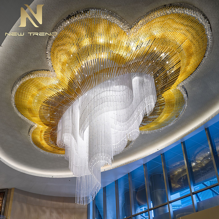 Customized chandelier creative art hotel lobby ballroom glass crystal engineering lamps CPL-106