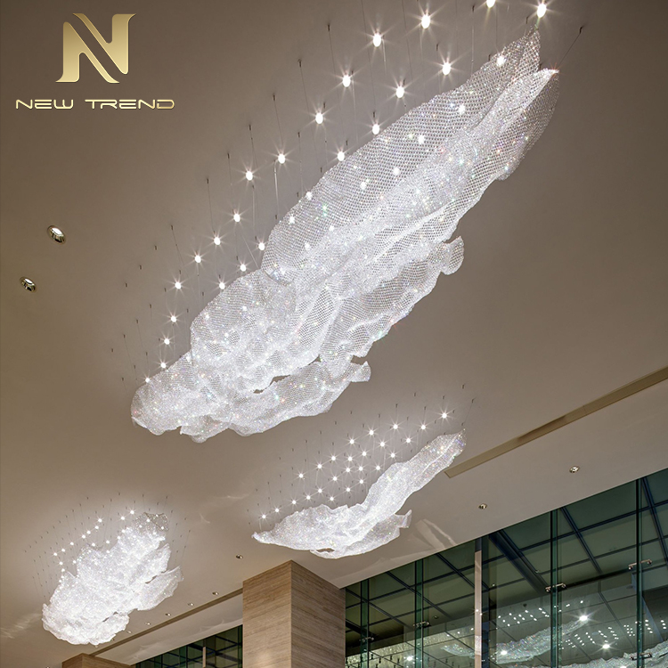 Large scale hotel project crystal lamp decorative lamp creative center wave net Chandelier CPL-108