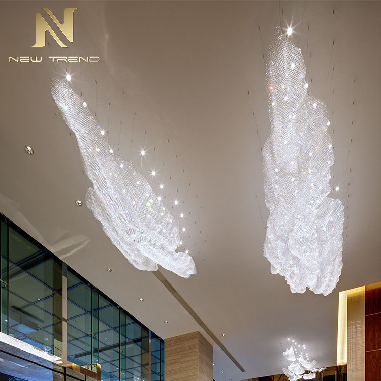 Large scale hotel project crystal lamp decorative lamp creative center wave net Chandelier CPL-108