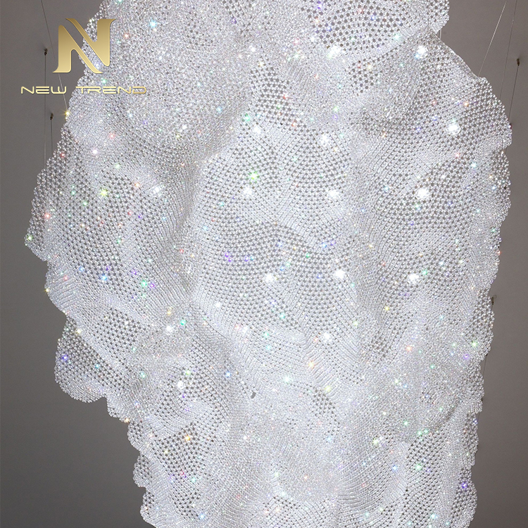 Large scale hotel project crystal lamp decorative lamp creative center wave net Chandelier CPL-108