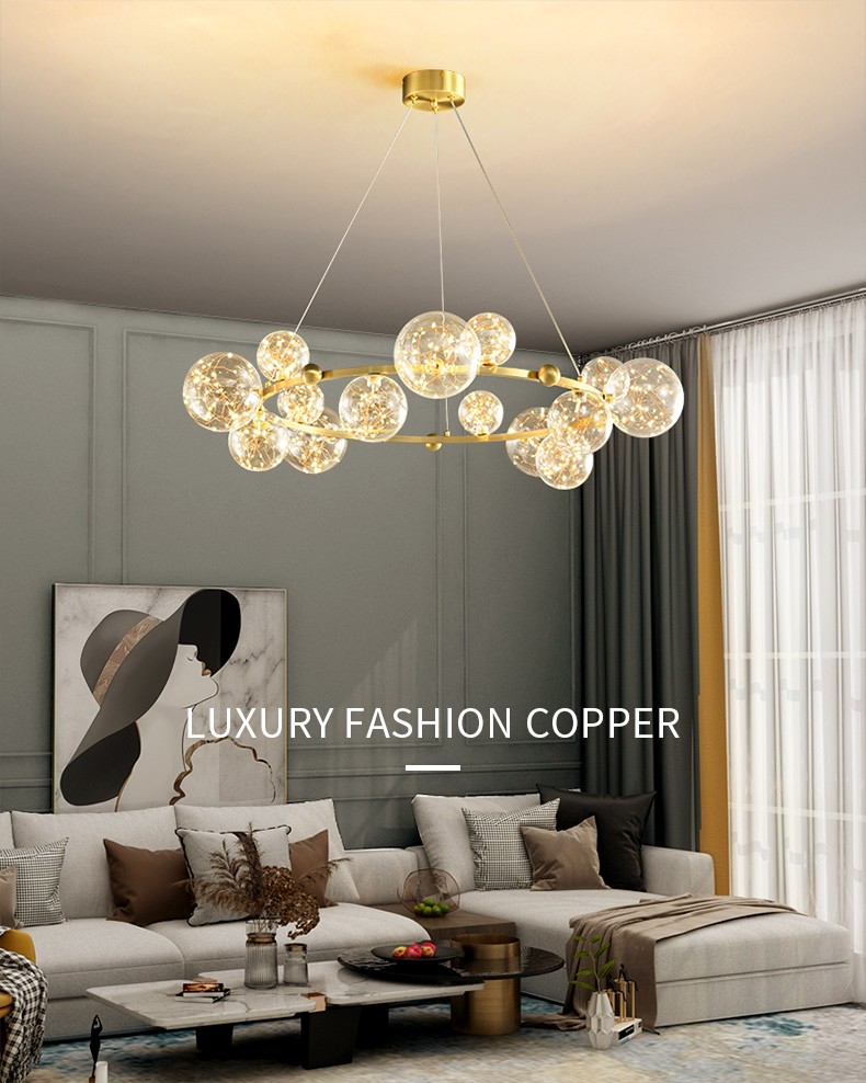  chandelier all copper sky star Nordic lamp modern simple restaurant light luxury D6290