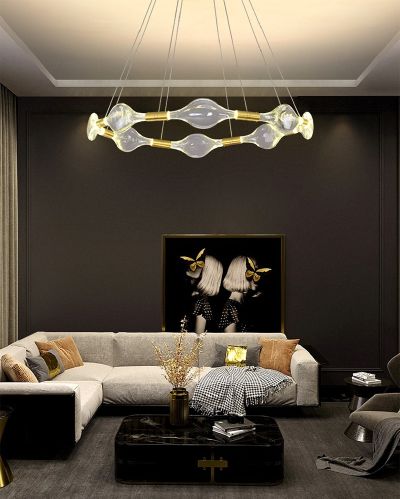 Post modern simple light luxury living room chandelier atmosphere all copper lamp D6068