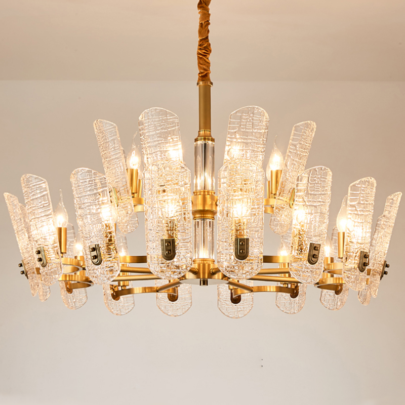 Light luxury all copper crystal glass chandelier post modern simple design atmosphere D8315