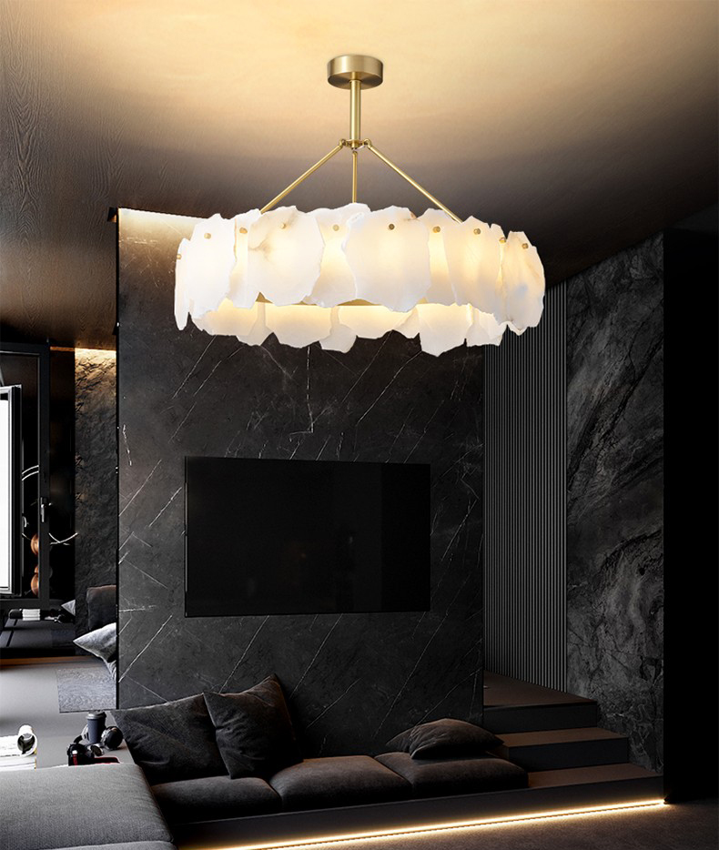 modern light luxury living room chandelier all copper dolomite Nordic simple dining room lamp P6040