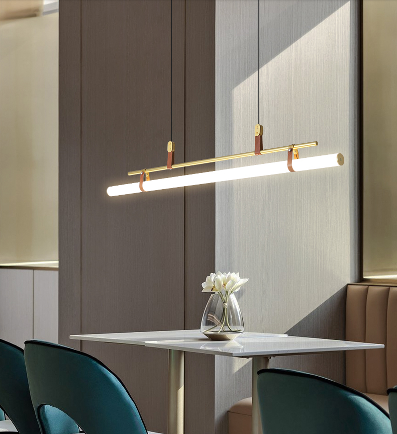 Nordic restaurant chandelier modern simple restaurant fashion cafe bar minimalist strip lamp D090P