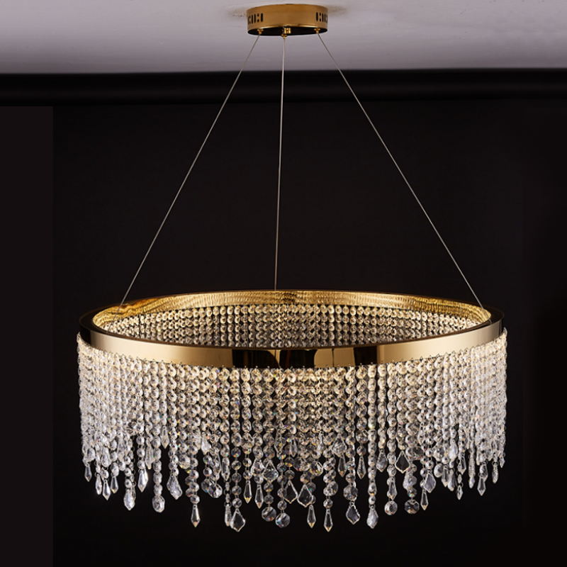 Nordic postmodern crystal stainless steel led chandelier light luxury living room Chandelier P040P