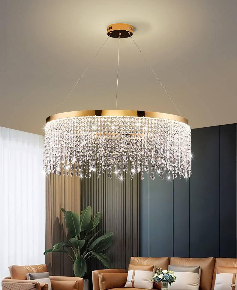 Nordic postmodern crystal stainless steel led chandelier light luxury living room Chandelier P040P