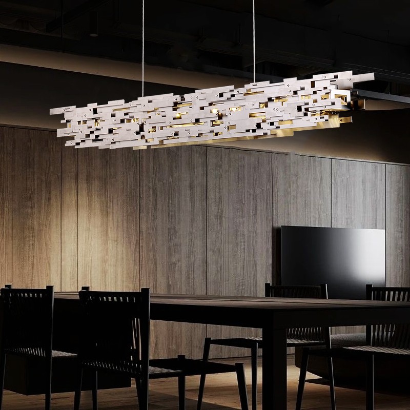 Post modern simple restaurant chandelier Nordic metal stainless steel  Chandelier D8311