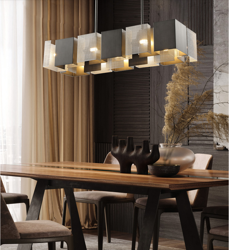 Light luxury stainless steel living room lamp simple modern dining room Chandelier D5196