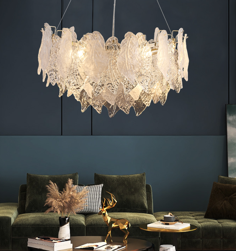 Glass leaf chandelier designer living room dining room bedroom villa lamps P20443