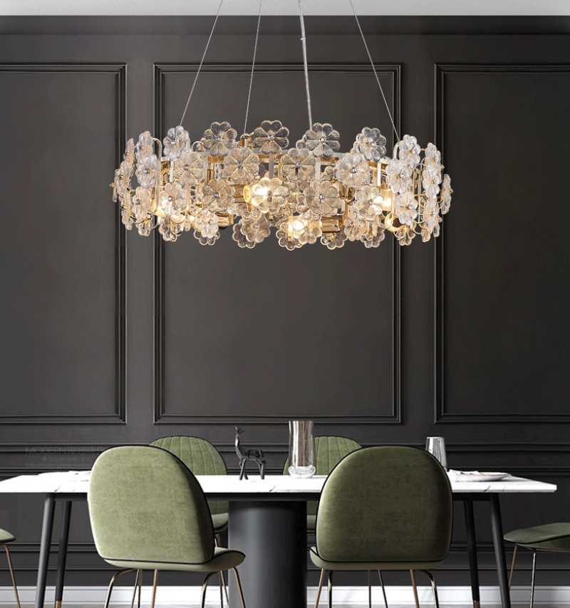 Living room simple modern light luxury dining room bedroom Glass Flower Chandelier P20442