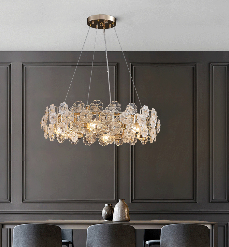 Living room simple modern light luxury dining room bedroom Glass Flower Chandelier P20442