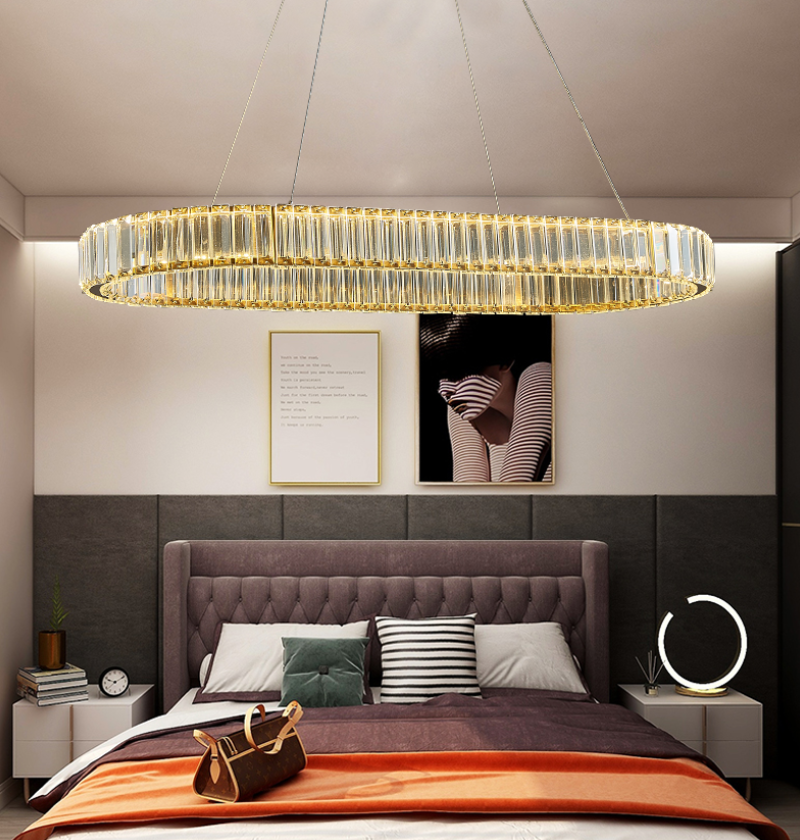 Living room simple modern luxury dining room bedroom stainless steel crystal chandelier P5816004