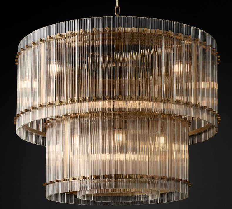 Modern retro glass retro simple brass dining room Chandelier P03401