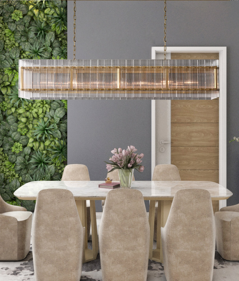 Modern retro glass retro simple brass dining room Chandelier P03401