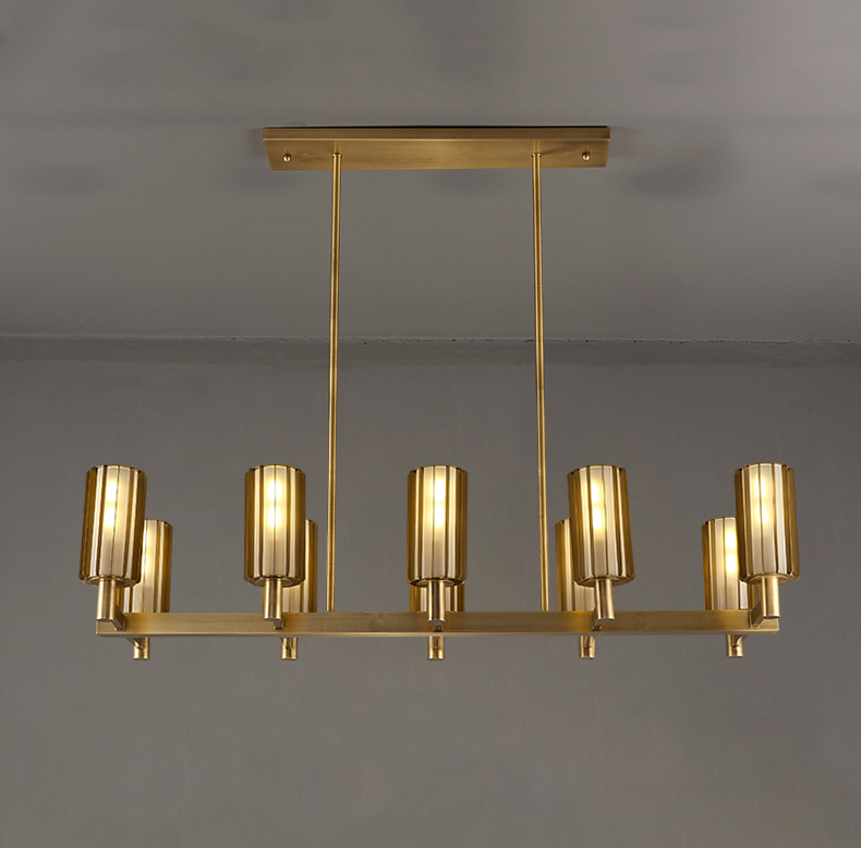 Modern retro glass retro simple brass stainless steel dining room Chandelier D03301